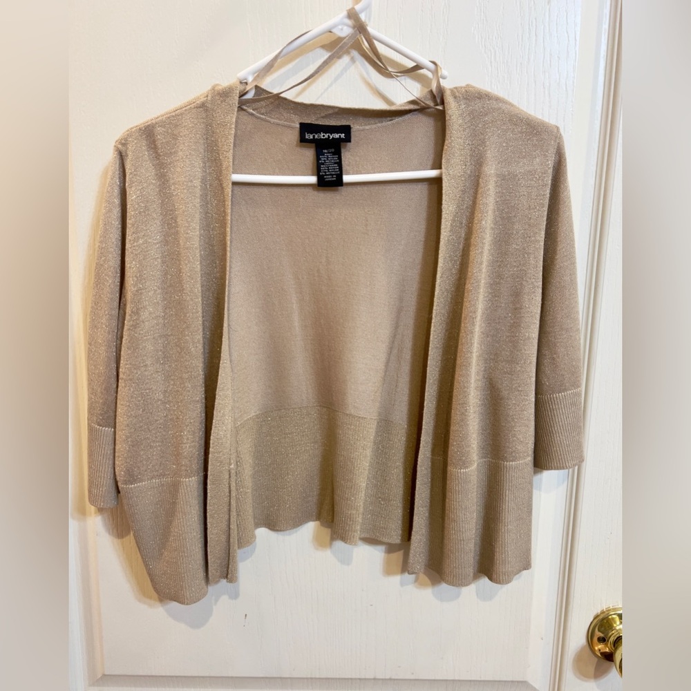 Lane Bryant Beige Open-Front Cardigan